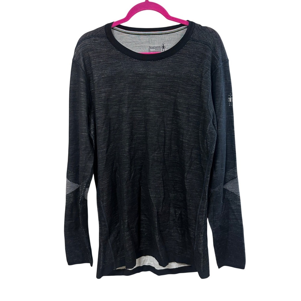 Smartwool Intraknit Merino 200 Mens XL Black Gray Base Layer Long Sleeve Top